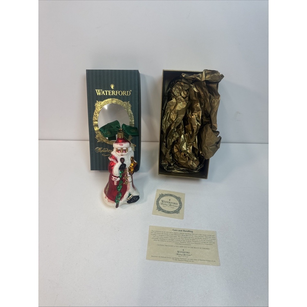Waterford Holiday Heirlooms 3rd Edition Blown Glass Santa Ornament - 2000 NIB